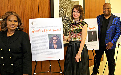 Event honorees Brenda Myers-Powell,  Anne K. Ream and emcee Glynn Washington.